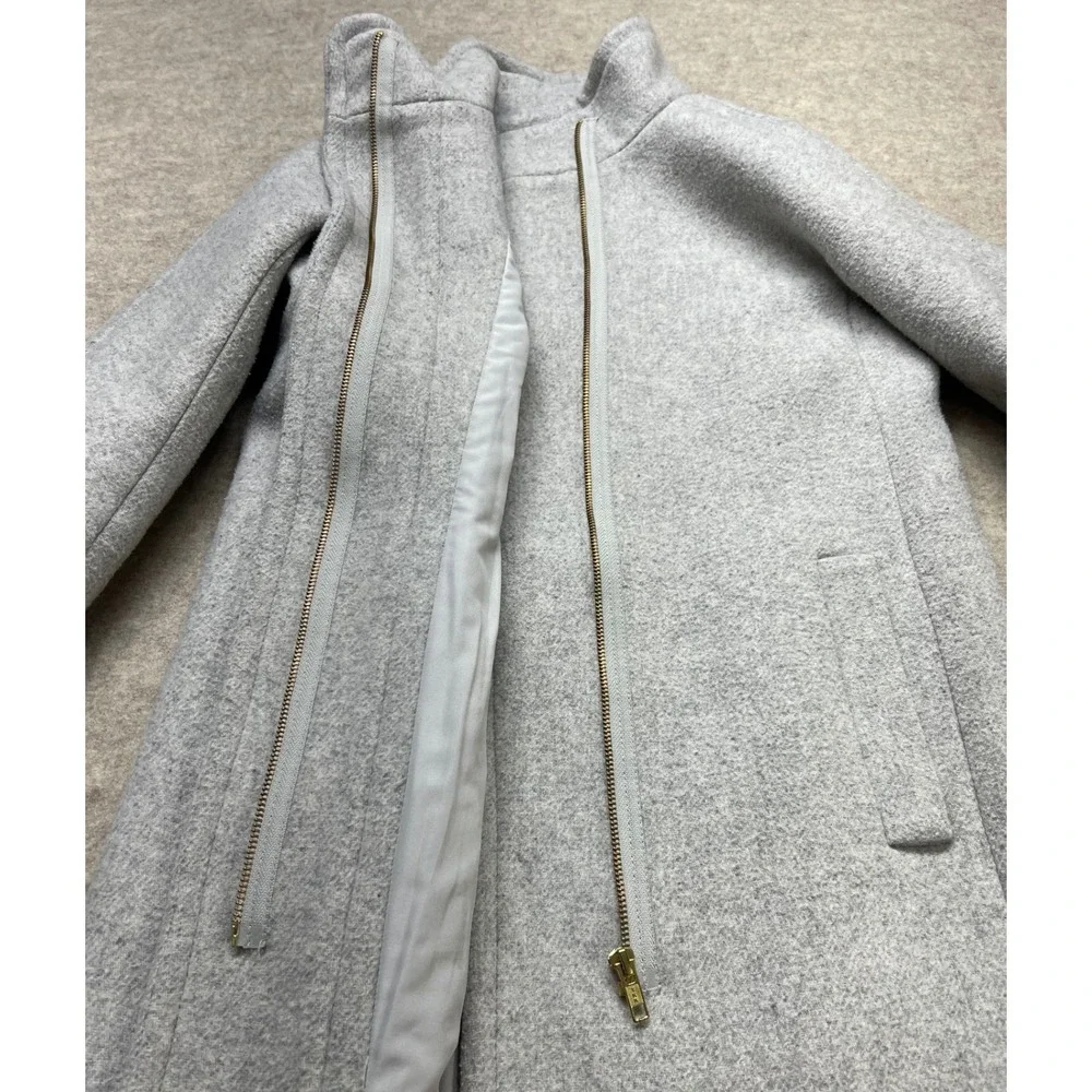J.Crew Lodge Coat Womens Size 00 Grey Wool Blend Funnel Neck AB945